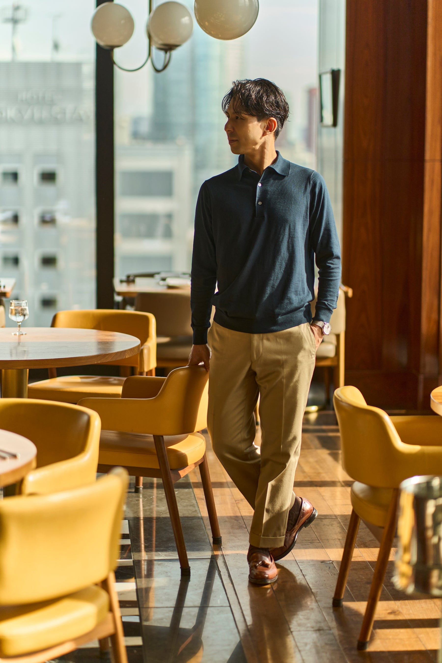 鎌倉シャツ【SUVIN長袖ニットポロ】キラーストリートエディション-Navy-