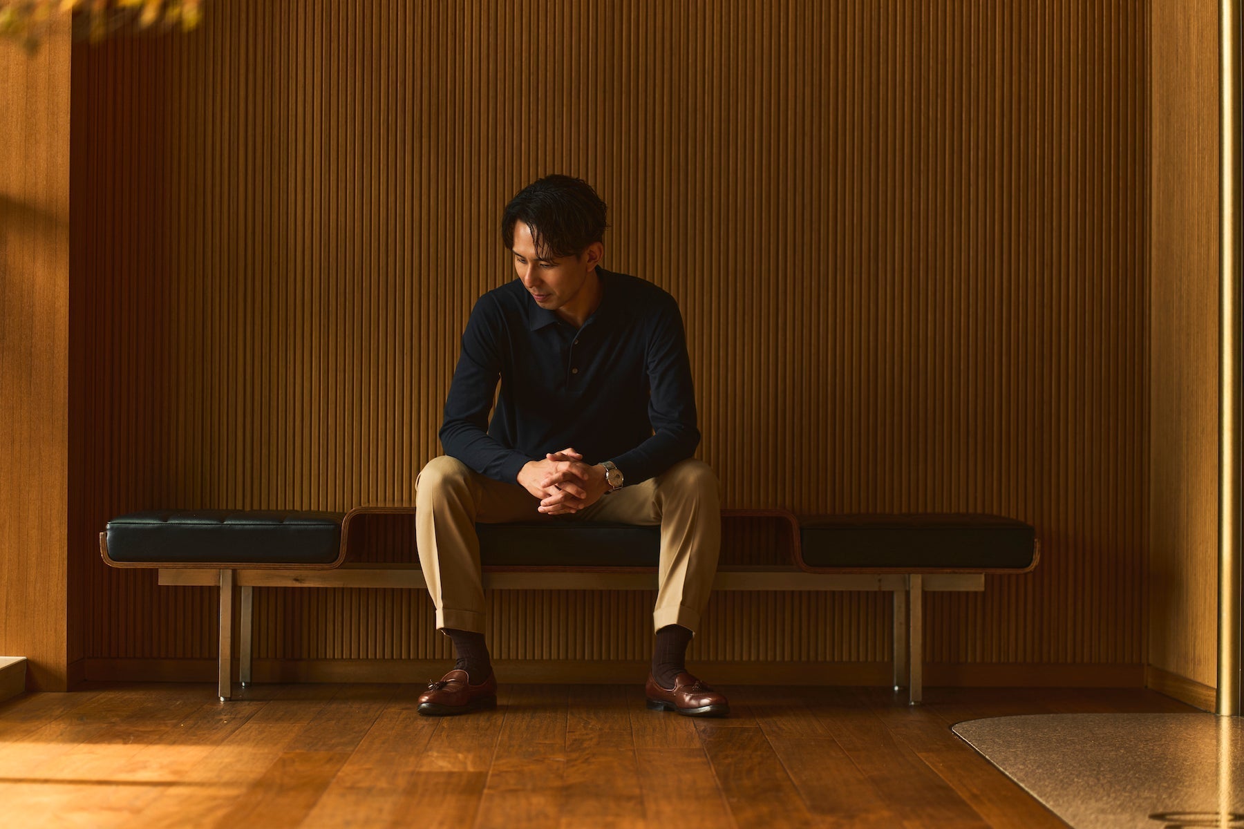 鎌倉シャツ【SUVIN長袖ニットポロ】キラーストリートエディション-Navy-