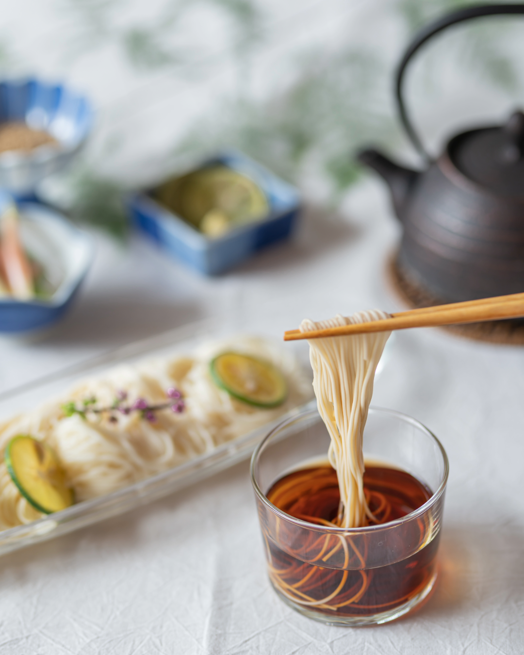 <風呂敷包装> 手延べ素麺セット& 天然だし2種詰め合わせ【贈答用】