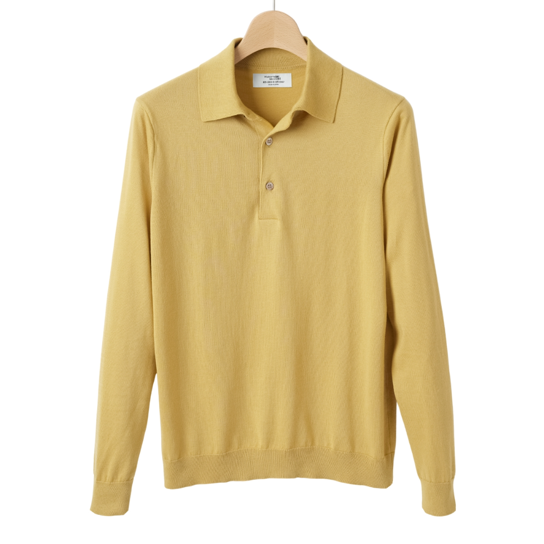 鎌倉シャツ【SUVIN長袖ニットポロ】キラーストリートエディション-Mustard Yellow-