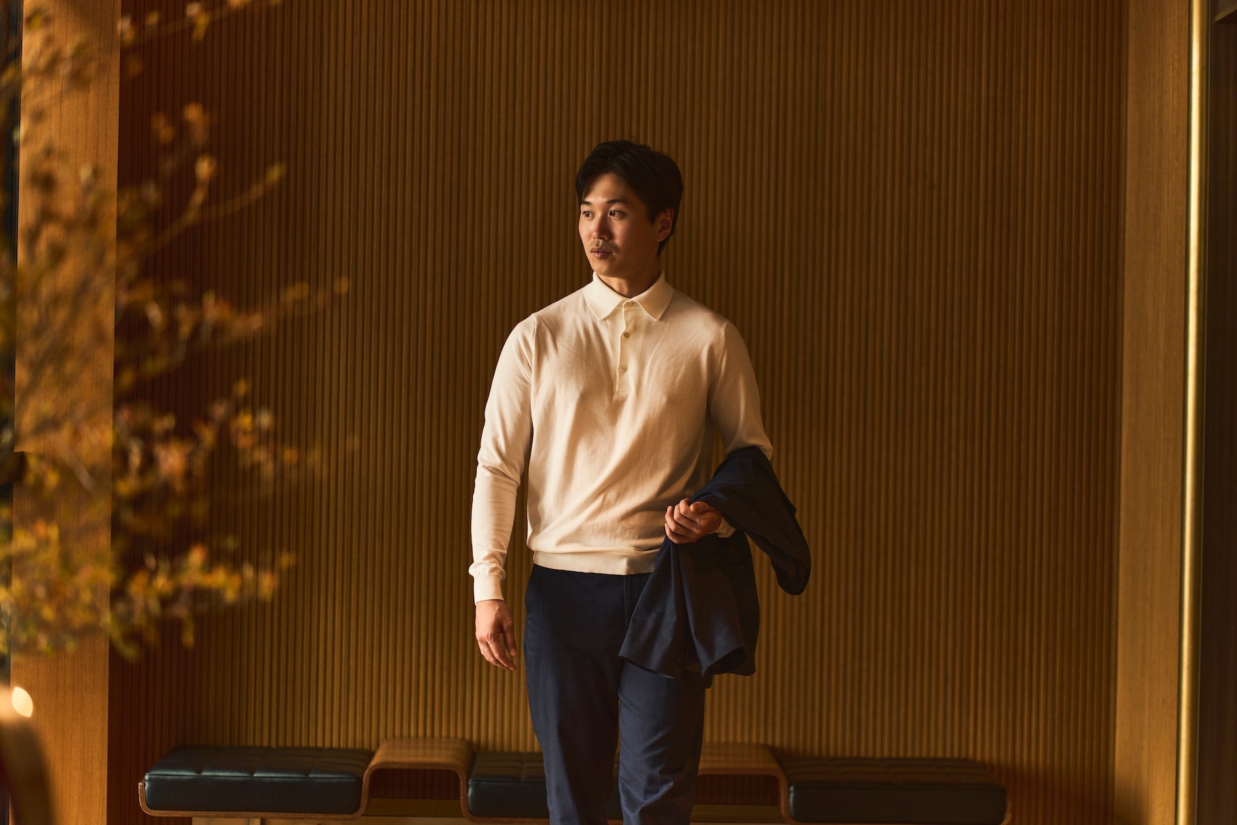 鎌倉シャツ【SUVIN長袖ニットポロ】キラーストリートエディション-White-